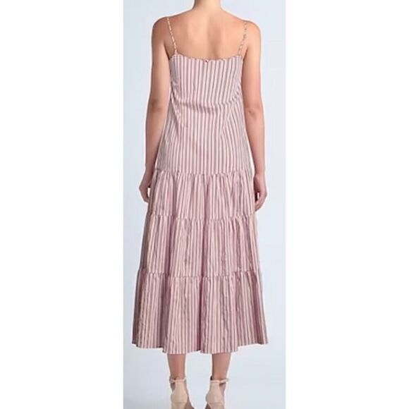 BOSS Datecara Striped Tiered Midi Dress in Stripes NWT Size 6 - Picture 2 of 9